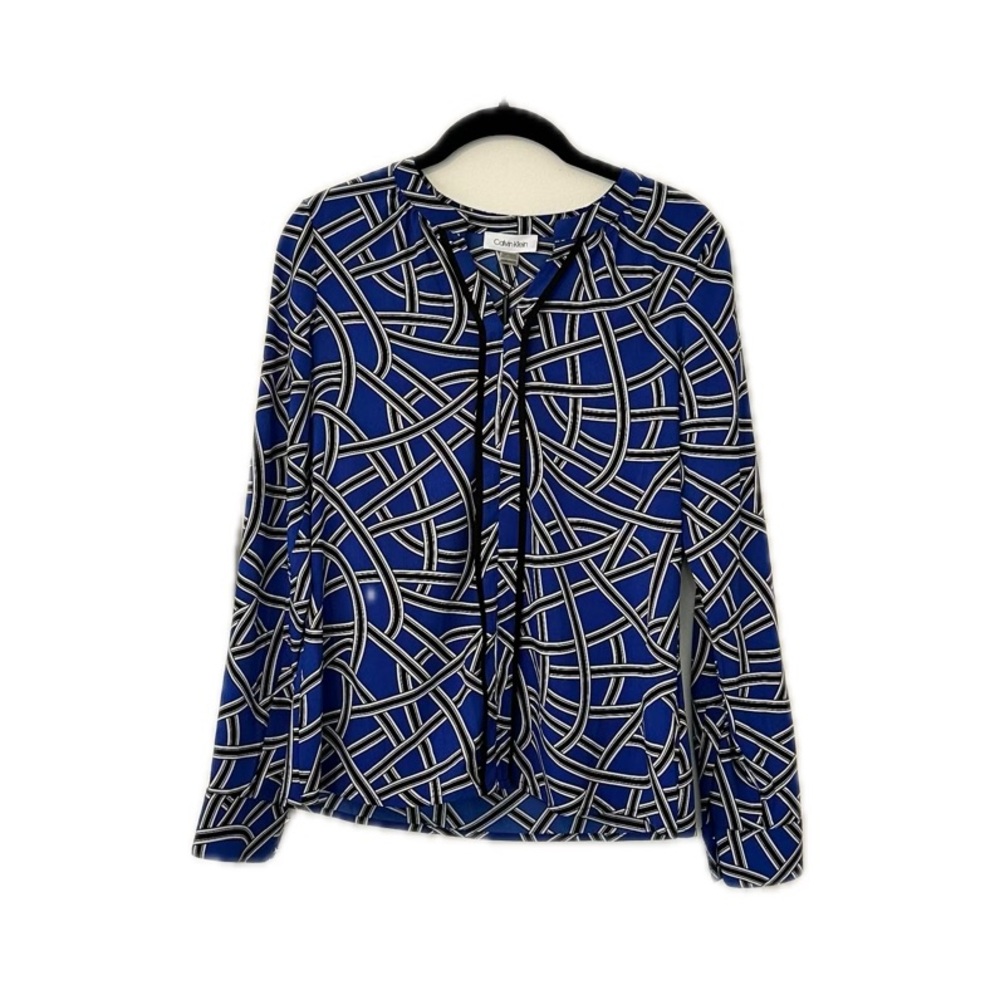 NWT Calvin Klein Long Sleeve Blue Blouse